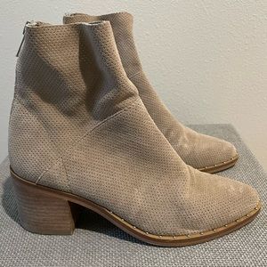 Treasure & Bond Farrah Perforated Boot in Taupe Suede, Size 6